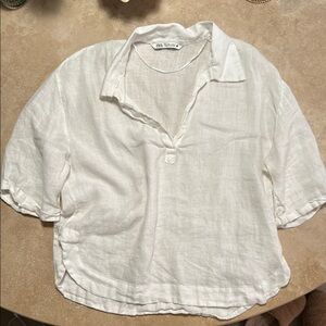 Zara White Linen Blouse